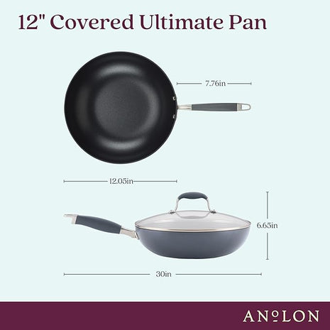 Anolon Advanced Home Hard-Anodized Nonstick Ultimate Pan/Saute Pan, 12-Inch (Moonstone)