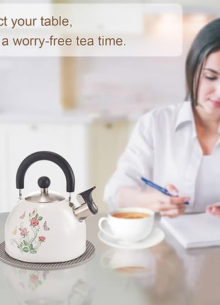 ARC Stainless Steel Whistling Tea Kettle, Magic Color Changing Design 2-Quart Stovetop Kettle Whistle White Teapot with Folding Cup & Trivet Mat