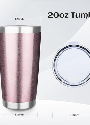 StarSpeed 20oz Tumbler Bulk with Lid, Stainless Steel Insulated Tumblers Double Wall Vacuum Insulated Travel Mug, Powder Coated Coffee Cups for Hot and Cold Drinks(Rose Gold,1)