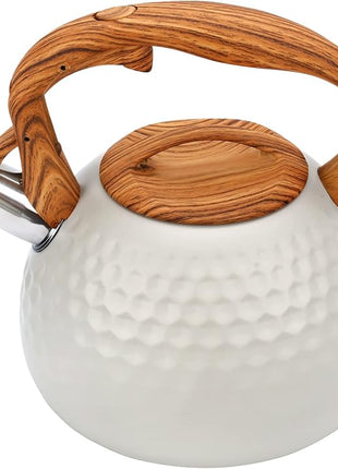 Tea pot, 3.2Qt Whistling Tea Kettle Stovetop, Convenient switch/heat-resistant handle, coffee, tea, milk teapots, Gas Electric Applicable (cream)