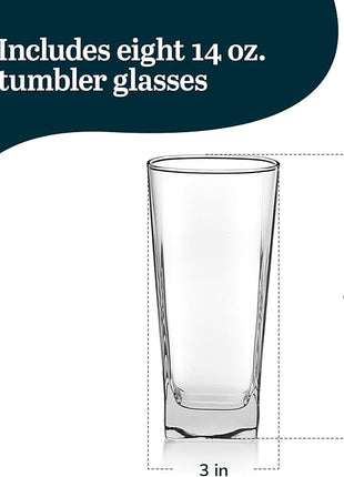 Libbey City Tumbler Glasses, 14.3-ounce, Set of 8