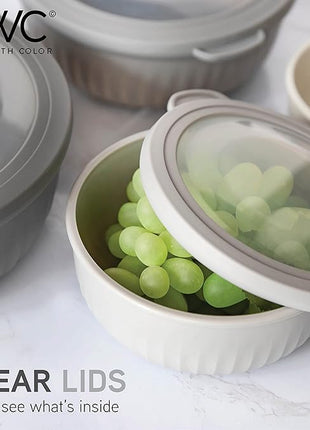 COOK WITH COLOR Prep Bowls with Lids- Wide and Deep Nesting Plastic Small Mixing Bowl Set with Lids, 8 Piece Set - Wide Bowls, Gray