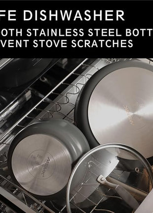 MsMk 9 1/2 Inch Small Egg Pan with Lid, Titanium and Ceramic Nonstick Omelette Pan,Scratch-resistant, Induction Egg Skillet, Oven Safe to 700°F Pan for Cooking, Dishwasher Safe