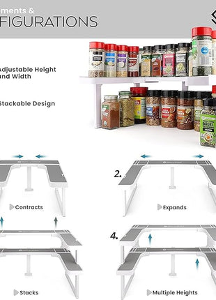 Spicy Shelf Deluxe - Expandable Spice Rack and Stackable Cabinet & Pantry Organizer (1 Set of 2 Shelves) - As seen on TV Deluxe (Spicy Shelf Organizer) - Pantry Organization - Pantry Spice Organizer