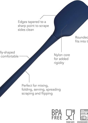 Tovolo Flex-Core All Silicone Spatula, Tapered Silicone Edge for Scraping, Ergonomic Handle, Heat-Resistant Rubber Spatula, BPA-Free & Dishwasher Safe Baking Tool & Kitchen Utensil