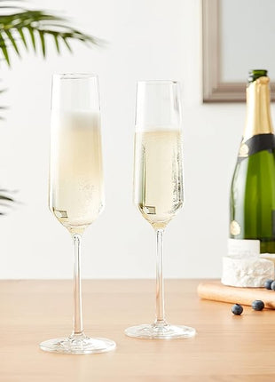 ZWIESEL GLAS Pure Champagne Glass (Set of 2), Champagne Flutes with Effervescent Point, Dishwasher-Safe Tritan Crystal Glasses, Made in Germany (7 Ounce)