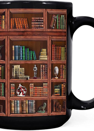 2IMT Books Mug Librarian Gifts for Book Lovers Women - Library Coffee Mug Book Club Gifts for Women - Reading Bookish Items Bookworm Librarian Lovers for Readers Writer Black 15oz