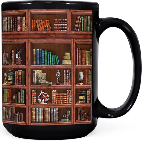 2IMT Books Mug Librarian Gifts for Book Lovers Women - Library Coffee Mug Book Club Gifts for Women - Reading Bookish Items Bookworm Librarian Lovers for Readers Writer Black 15oz