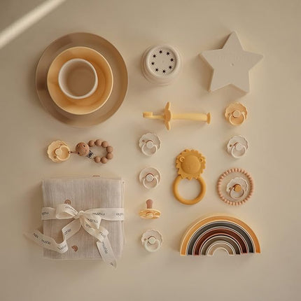 mushie Round Dinnerware Plates for Kids | Made in Denmark, Set of 2 (Daffodil)