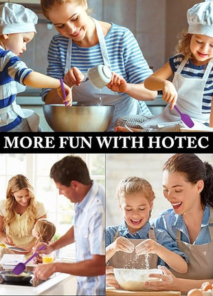 HOTEC 600℉ Heat Resistant BPA-Free Silicone Rubber Spatula Set for Baking, Cooking, and Mixing Non Stick Dishwasher Safe, Purple Set of 5