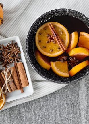 Pots and Pans Set Non Stick, Ceramic Cookware Set with Granite Pattern Kitchen Cooking Sets Induction Pot and Pan w/Frying Pans, Saucepans, Casserole, Non-Toxic, PTFE/PFOA/PFOS-Free, Black