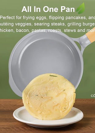 COOKLOVER Nonstick Frying Pan 100% PFOA Free Cookware Induction Skillet Stir Fry Pan (Gray, 7.9 inch)