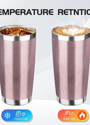 StarSpeed 20oz 8 pack Insulated Tumblers with Lid Stainless Steel Double Wall Tumbler Travel Coffee Cups Powder Coated Tapered Metal Thermal Mug Indoor Outdoor for Hot and Cold Drinks