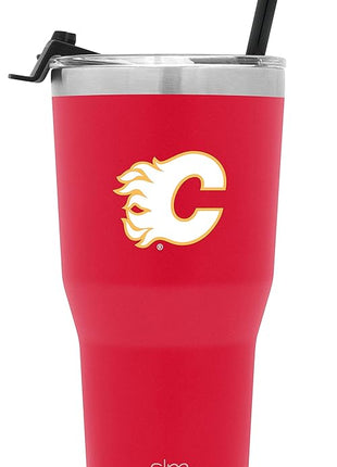 Simple Modern Officially Licensed NHL Calgary Flames 30oz Cruiser Tumbler Insulated Travel Mug Cup with Flip Lid and Straw