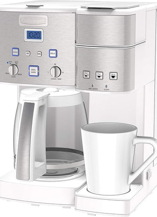 Cuisinart SS-15W Maker Coffee Center 12-Cup Coffeemaker and Single-Serve Brewer, White Stainless Steel