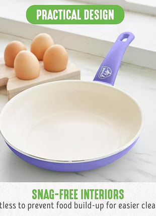 GreenLife 16 Piece Nonstick Cookware Set, Soft Grip Non-Toxic PFAS-Free Ceramic Pots & Pans, Dishwasher & Oven Safe, Frying, Sauce, Utensils, Glass Lids, Stay-Cool Handles, Wobble Free, Periwinkle