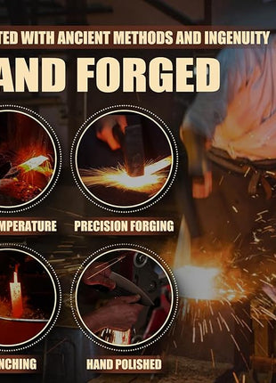 Kitchen Knife Set, Hand Forged Chef Knife Set with Full Tang Wood Handle, High Carbon Steel Butcher Knife Set for Meat Cutting Cleaver Knife Set for Vegetables Camping BBQ Ideal Gifts