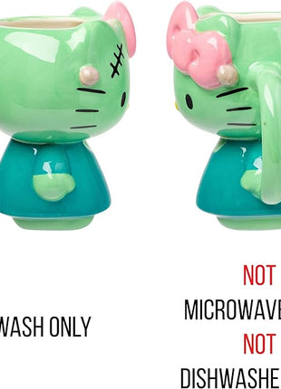 Silver Buffalo Sanrio Hello Kitty Frankenstein Halloween Costume 3D Sculpted Ceramic Mug, 20 Ounces