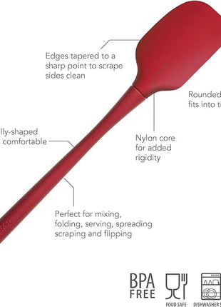 Tovolo Flex-Core All Silicone Spatula, Tapered Silicone Edge for Scraping, Ergonomic Handle, Heat-Resistant Rubber Spatula, BPA-Free & Dishwasher Safe Baking Tool & Kitchen Utensil