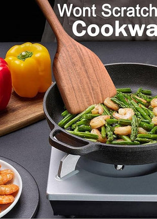 Wooden Spoons for Cooking 10 Pieces Set, Kitchen Utensils Spatula, Wooden Cooking Utensils Spoons, with Spoon Rest, Strainer Spoon, Pasta server, Fried Spatula and Salad Fork, Utensil Holder