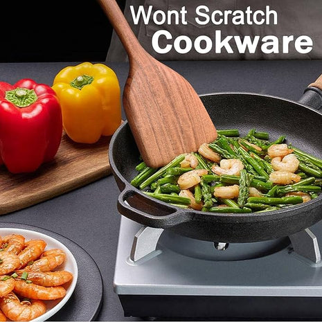 Wooden Spoons for Cooking 6 Piece, Natural Kitchen Utensils Spatula, Smooth Finish Wooden Cooking Utensils Spoons, Filter Spoon, Salad Fork