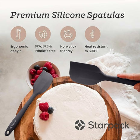 StarPack 'Scrape & Stir' Silicone Spatula Set (4 Pcs) - Heat Resistant Spatula Set 600°F - Food Grade Kitchen Spatulas - Nonstick Silicone Baking & Cooking Spatula - Rubber Spatulas for Kitchen Use