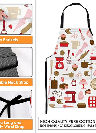 Britimes Apron Home Kitchen Cooking Baking Gardening for Women Men With Pockets Cake Cooking Cookie Pastry Chef 32x28 inch
