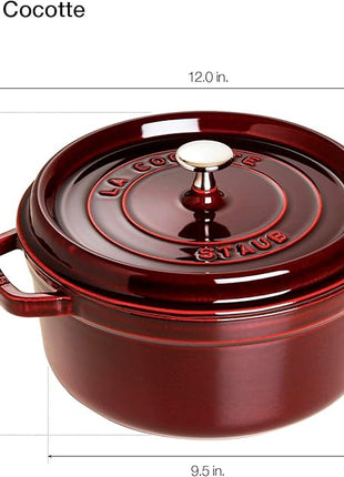 Staub Cast Iron Round Dutch Oven, Made in France, Grenadine, 4-qt, Serves 4-6 people