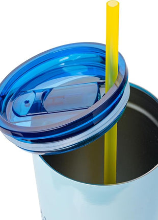 Silver Buffalo Spongebob Squarepants Happy Jazz Hands Double Walled Stainless Steel Tumbler with Straw, 22 Ounces