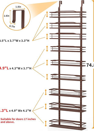 Moforoco Bronze 9-Tier Over The Door Pantry Organizer, Pantry Organization And Storage, Metal Hanging Spice Rack Shelves Door, Home & Kitchen Essentials, Laundry Room Bathroom Organization
