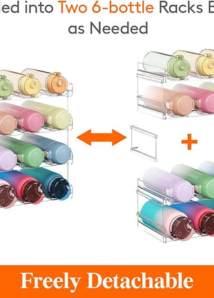 Lifewit Water Bottle Organizer, Stackable Kitchen Pantry Organization and Storage, 12-Bottle Plastic Holder, Countertop 4Pack, Modern Design