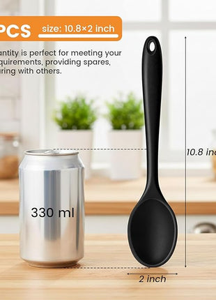 HAKSEN Silicone Spoons for Cooking, 4PCS 10.8 Inch Nonstick Kitchen Serving Spoons, Heat Resistant Silicone Cooking Utensils Set for Stirring, Mixing, Baking, Dishwasher Safe