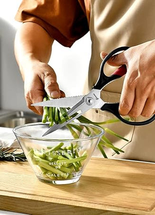 Kitchen Scissors - Heavy Duty Utility Come Apart Kitchen Shears for Chicken, Meat, Food, Vegetables - 9.25 Inch Long Black & Red