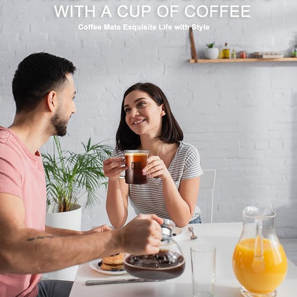 2pcs Set Glass Coffee Mugs 15oz Bell Mouth Glass Coffee Cups Clear Large Tea Cups,Cute Coffee Bar Accessories,Iced Coffee Glasses,Lead-Free Glass Cups for Water,Latte,Milk-Flat Bottomed Design