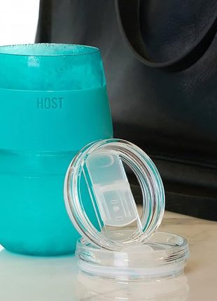 Host Wine Freeze Replacement Lids for Tumblers - Set of 2, Sliding Tab Closure, Travel Cup Lid for Wine Freeze Cooling Cup, Clear