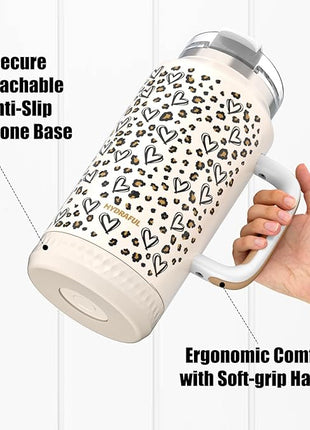 Hydraful 64 oz Tumbler with Handle and Straw - 100% Leak-Proof - Insulated Cup Reusable Stainless Steel Large Water Bottle Travel Mug for Gym, Hiking, and Camping - Gifts for Women Men Him Her