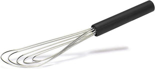 Flat Whisk Silicone Handle Non Slip 10" - 5 Wires Whisk with 10 Heads for Kitchen Cooking Color by Jell-Cell (Black)
