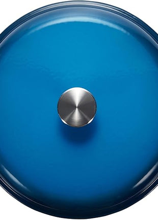 Amazon Basics Cast Iron Dutch Oven Pot with Lid, Enameled, Round, Dual Handles, Heavy-Duty, Large, 7.3-quart, Blue