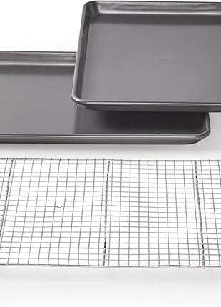 Chicago Metallic Professional Non-Stick Cookie and Jelly-Roll Pan Set with Cooling Rack, 17 by 12.25 Inches