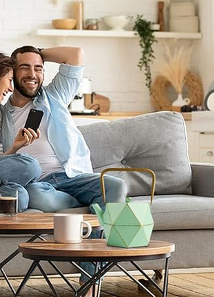 Toptier Cast Iron Teapot, Stovetop Safe Japanese Cast Iron Tea Kettle, Diamond Design Tea Pot with Removable Infuser for Loose Tea, 30 Ounce (900 ml), Light Green