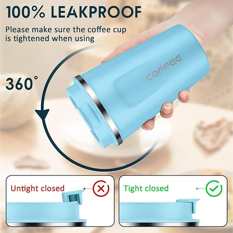 CS COSDDI 12 oz Stainless Steel Vacuum Insulated Tumbler - Coffee Travel Mug Spill Proof with Lid - Coffee Cups for Keep Hot/Ice Coffee,Tea and Beer