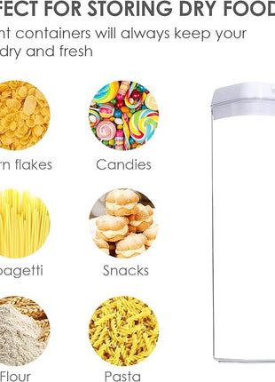 Vtopmart 4 PCS Airtight Food Storage Containers, BPA Free Plastic Spaghetti Pasta Containers with Easy Lock Lids, for Kitchen Pantry Organization and Storage, Include 24 Labels, 1.8L