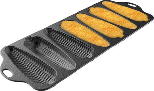 Cast Iron Cornbread Pan-Pre-Seasoned Bakeware with 7 Corncob Sticks-Compatible with Oven, Stovetop, Induction, Grill, and Campfires by Classic Cuisine,
