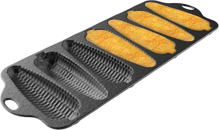 Cast Iron Cornbread Pan-Pre-Seasoned Bakeware with 7 Corncob Sticks-Compatible with Oven, Stovetop, Induction, Grill, and Campfires by Classic Cuisine,