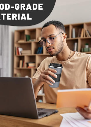 Insulated Coffee Tumblers with Flip Lid 12oz / 17oz, Stainless Steel Travel Coffee Mug Leak Proof, Vacuum Insulated Coffee Mug Reusable Cup, Keeps Cold and Hot for Coffee Tea