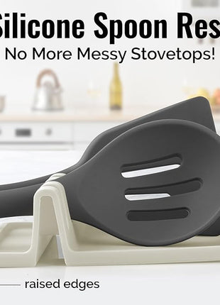 Zulay Kitchen Silicone Utensil Rest with Drip Pad for Multiple Utensils - BPA-Free, Heat-Resistant Spoon Rest & Spoon Holder for Stove Top - Kitchen Utensil Holder for Ladles & Tongs - Gardenia