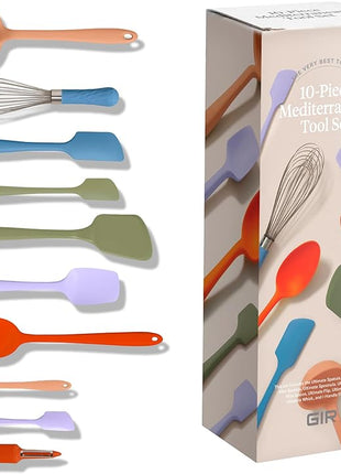 GIR: Get It Right 10-Piece Silicone Ultimate Kitchen Utensil Set – Spatulas, Ladle, Flip, Spoons, Whisk, Peeler & Spoonula – Nonstick, Non-Toxic, Heat-Resistant – Mediterranean