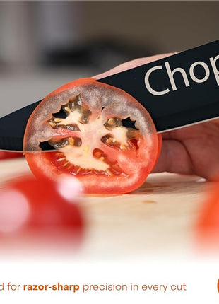 MasterChef Kitchen Knife Set with Covers, 6 Professional Chef Knives for Home Kitchens, Extra Sharp Cutting Stainless Steel Blades & Protective Sheaths, Soft-Touch Easy-Grip Handles, Essential Black