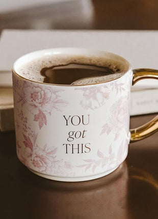 Sweet Water Decor You Got This Gold Handle Coffee Mugs - 17oz Cute Coffee Mugs for Hot & Cold Drinks - Spring Home Decor and Gift - Ideal Tea & Espresso Cups