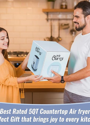Charmi 5QT Air Fryer – Beautiful Retro Design, Stylish Countertop Look, Nonstick & PFAS-Free, Safe Auto Shutoff, Digital Touchscreen, 8 Cooking Presets (Pastel Blue)
